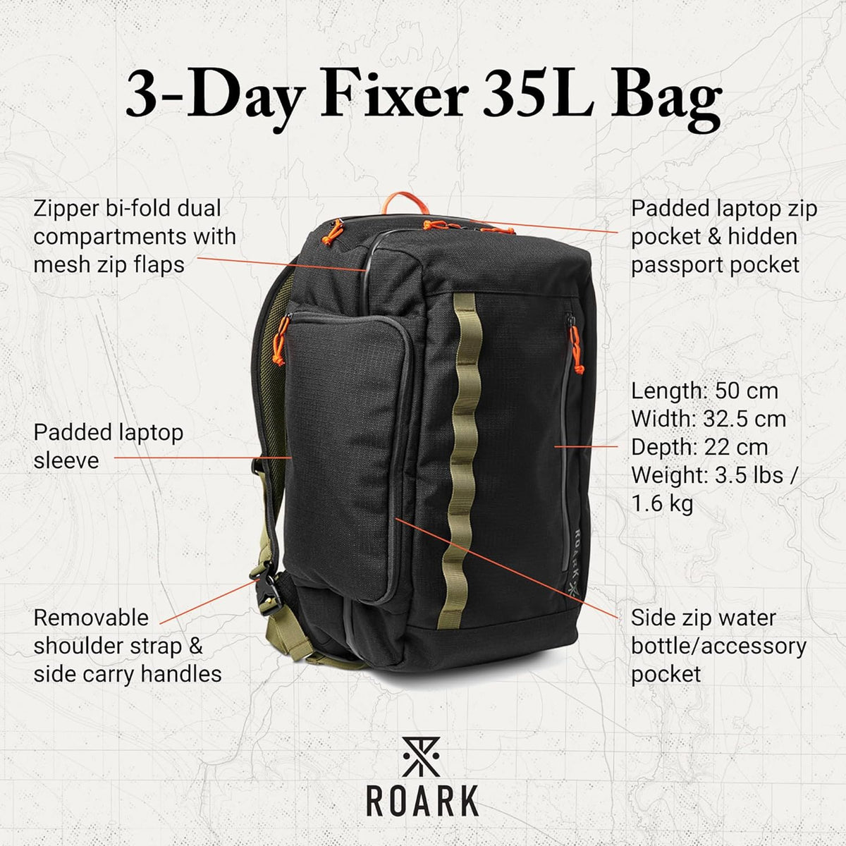 Roark 3-Day Fixer 35L Backpack - Black