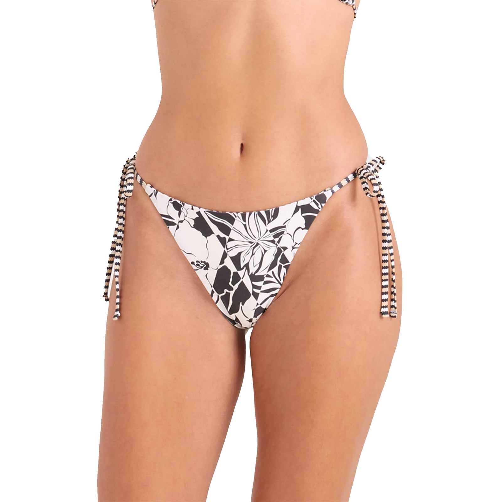 Volcom Hibiscus Diamond Tie Side Full Reversible Women's Bikini Bottoms - Black Ercu