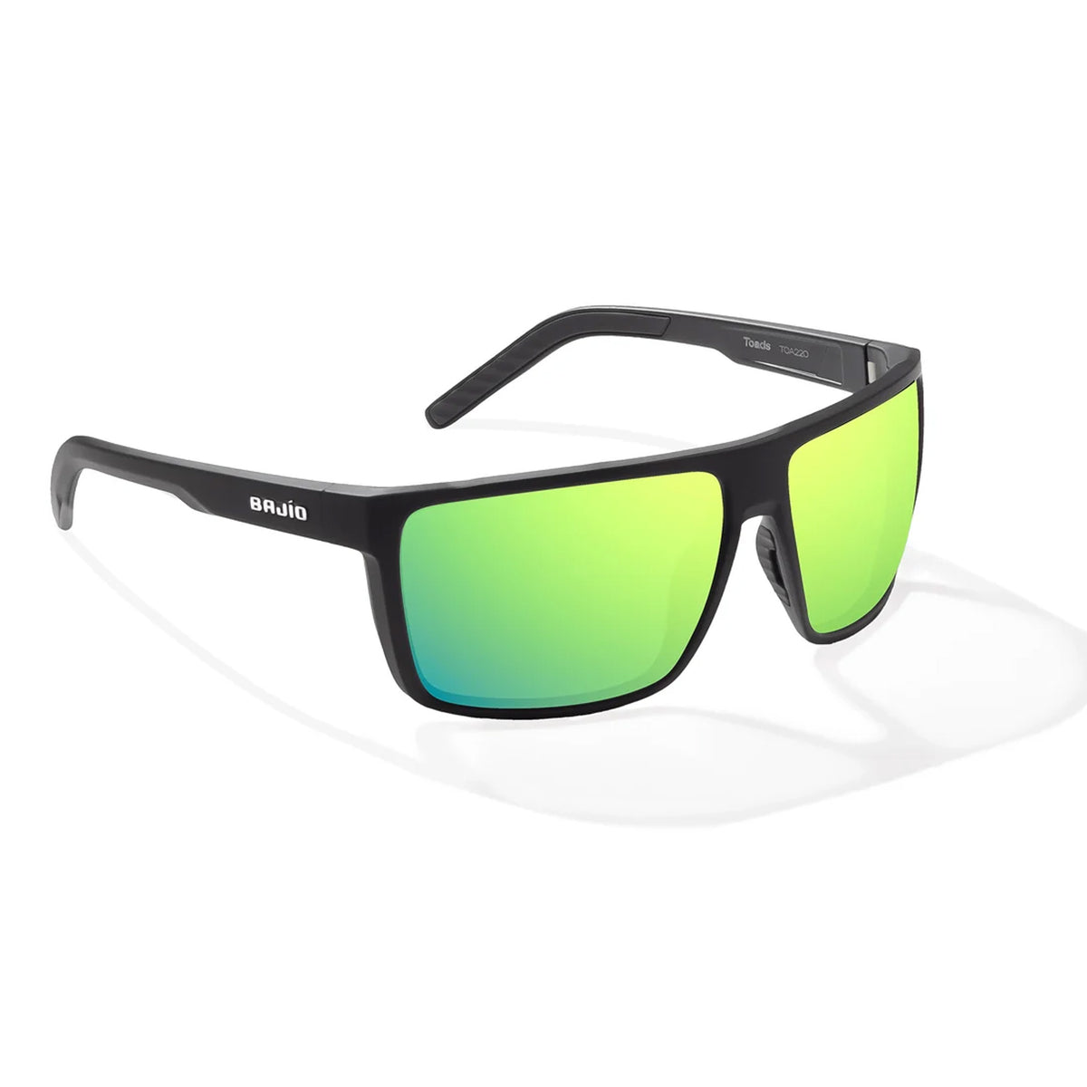 Bajio Toads Large Men's Sunglasses - Black Matte/Green Mirror Polarized