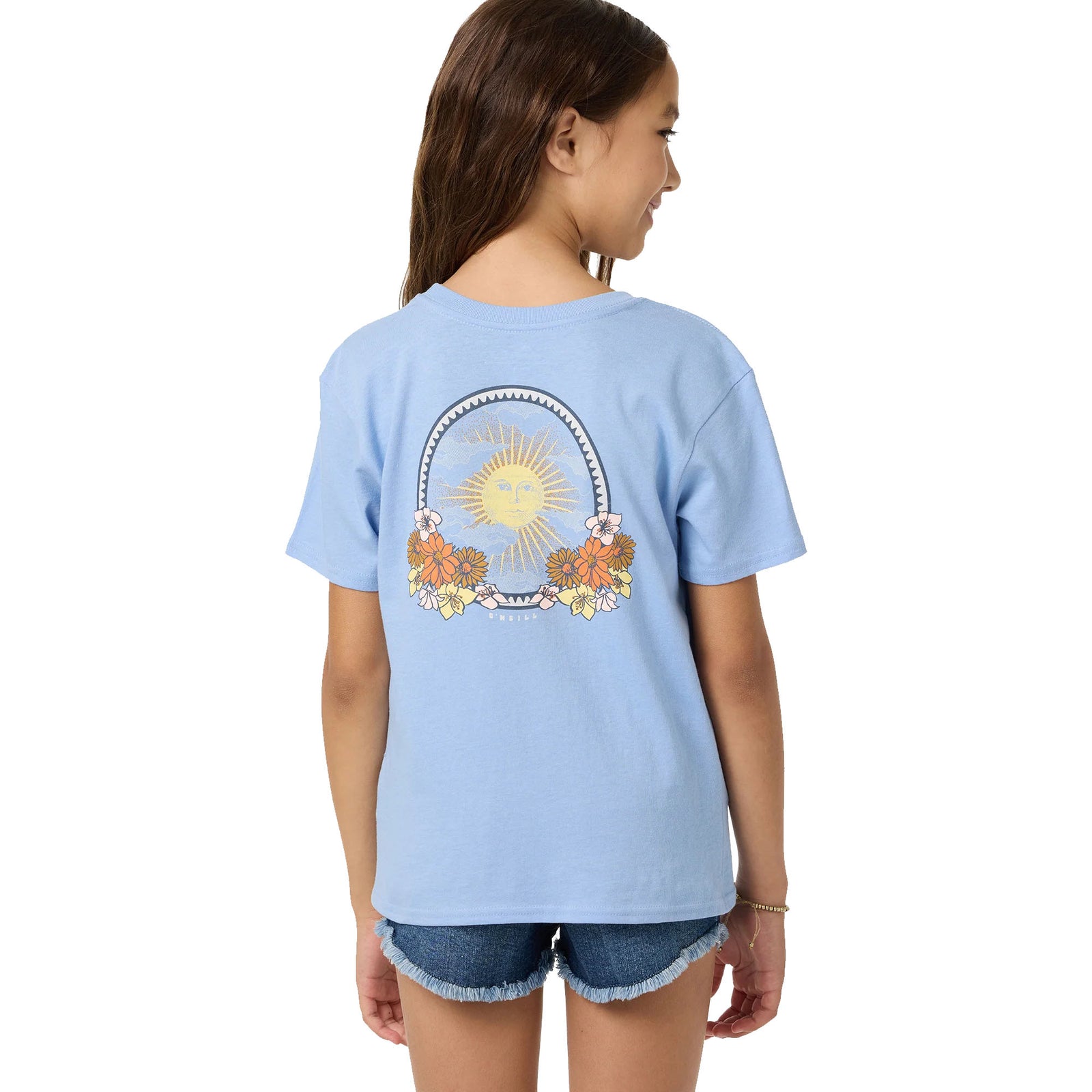O'Neill Mystic Sun Angie Youth Girl's S/S T-Shirt - Blue Glass