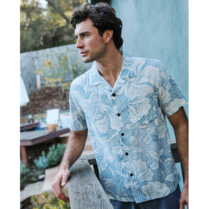 Outerknown The BBQ Men's S/S Dress Shirt - Solimar Blue Kellyloha