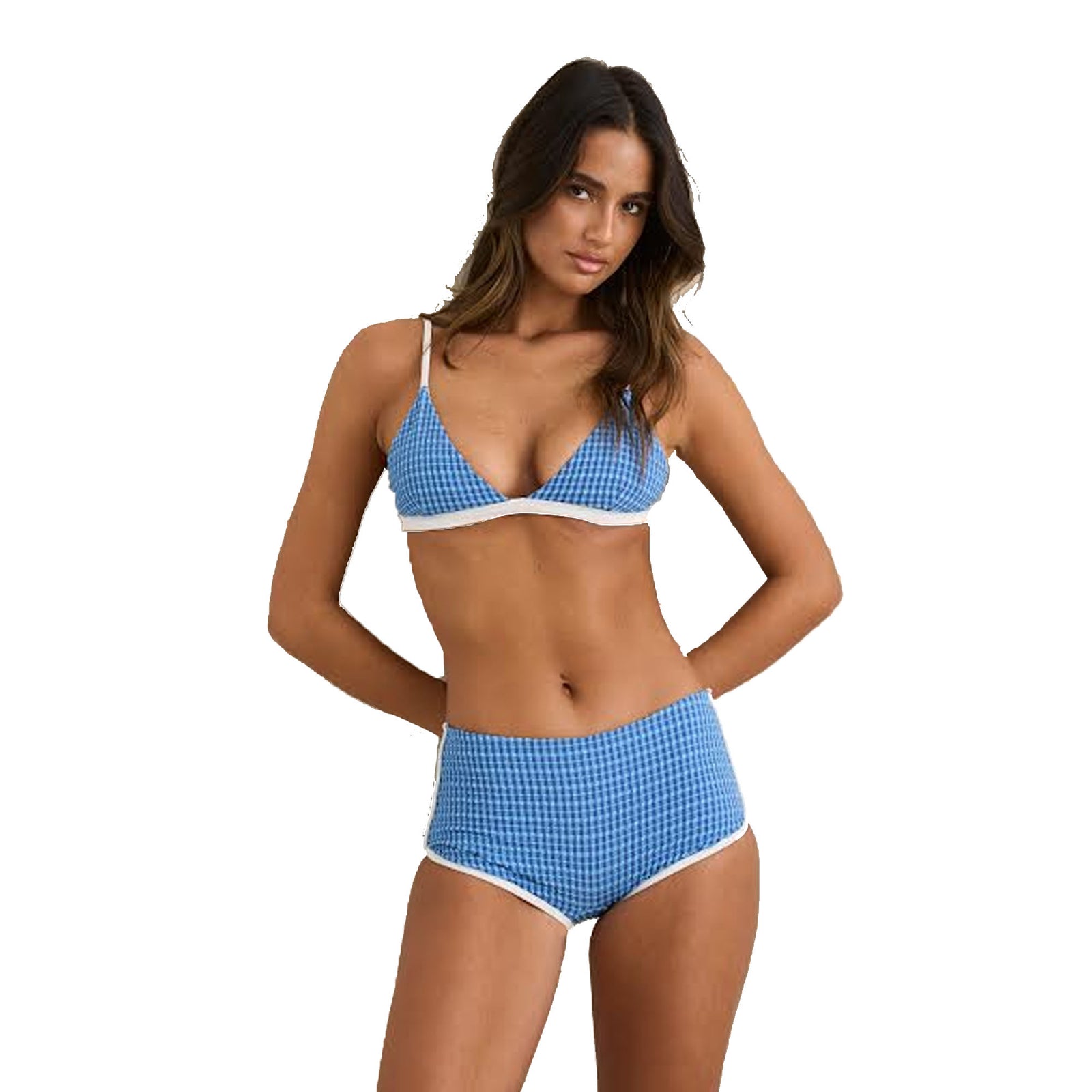 Rhythm Lola Check Boyleg Women's Bikini Bottoms - Blue