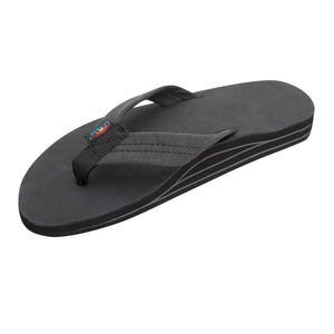Rainbow Double Layer Premier Leather Men's Sandals - Black