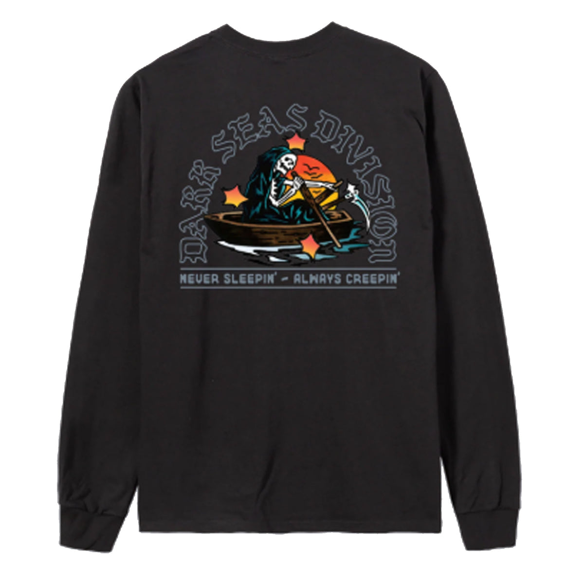 Dark Seas Rowboat Stock Men's L/S Shirt - Black