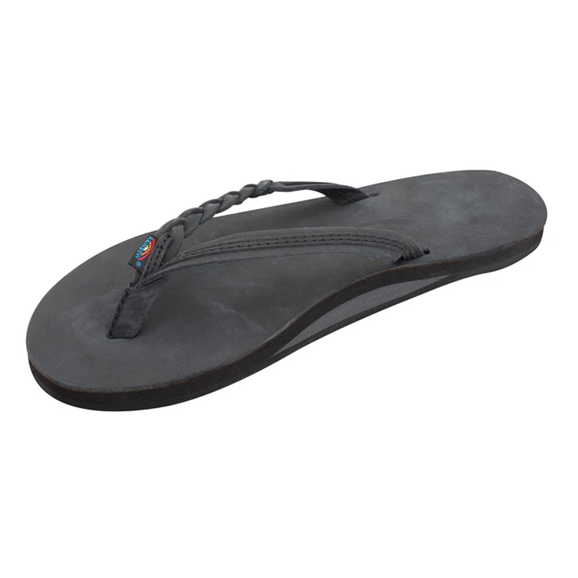 Rainbow Flirty Braidy Single Premier Leather Women's Sandals - Black