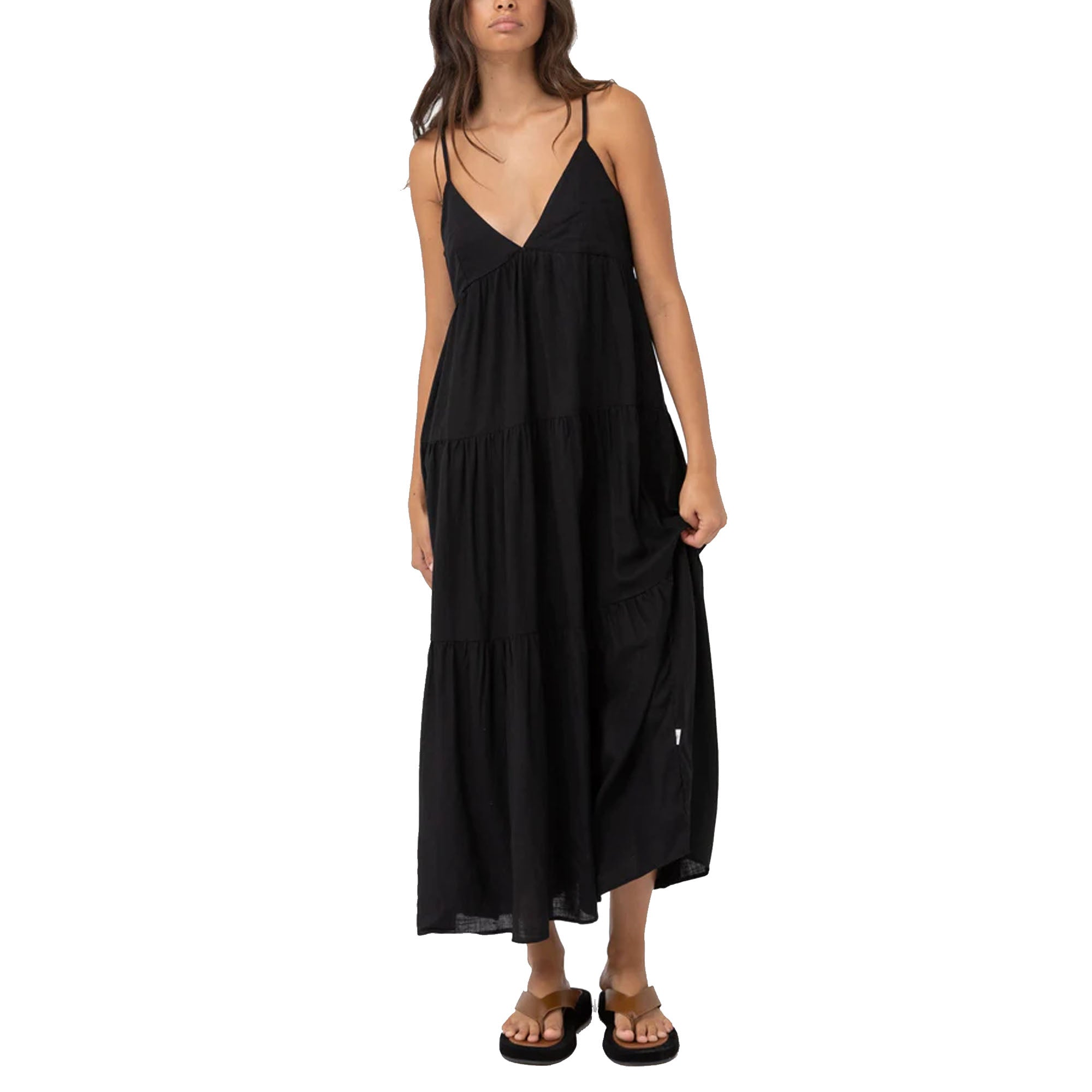 Rhythm Classic Tiered Midi Women's Dress - Black - Surf Station Store Rhythm Classic Tiered Midi Women's Dress - Black - Surf Station Store