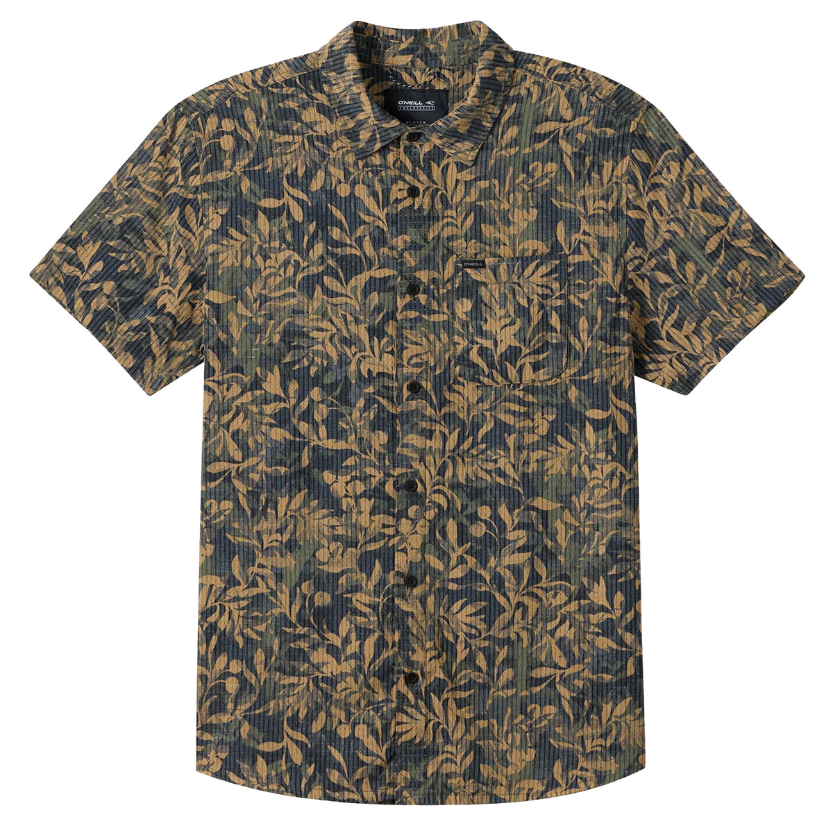 O'Neill TRVLR Perforated Printed Standard Fit Men's S/S Dress Shirt - Black