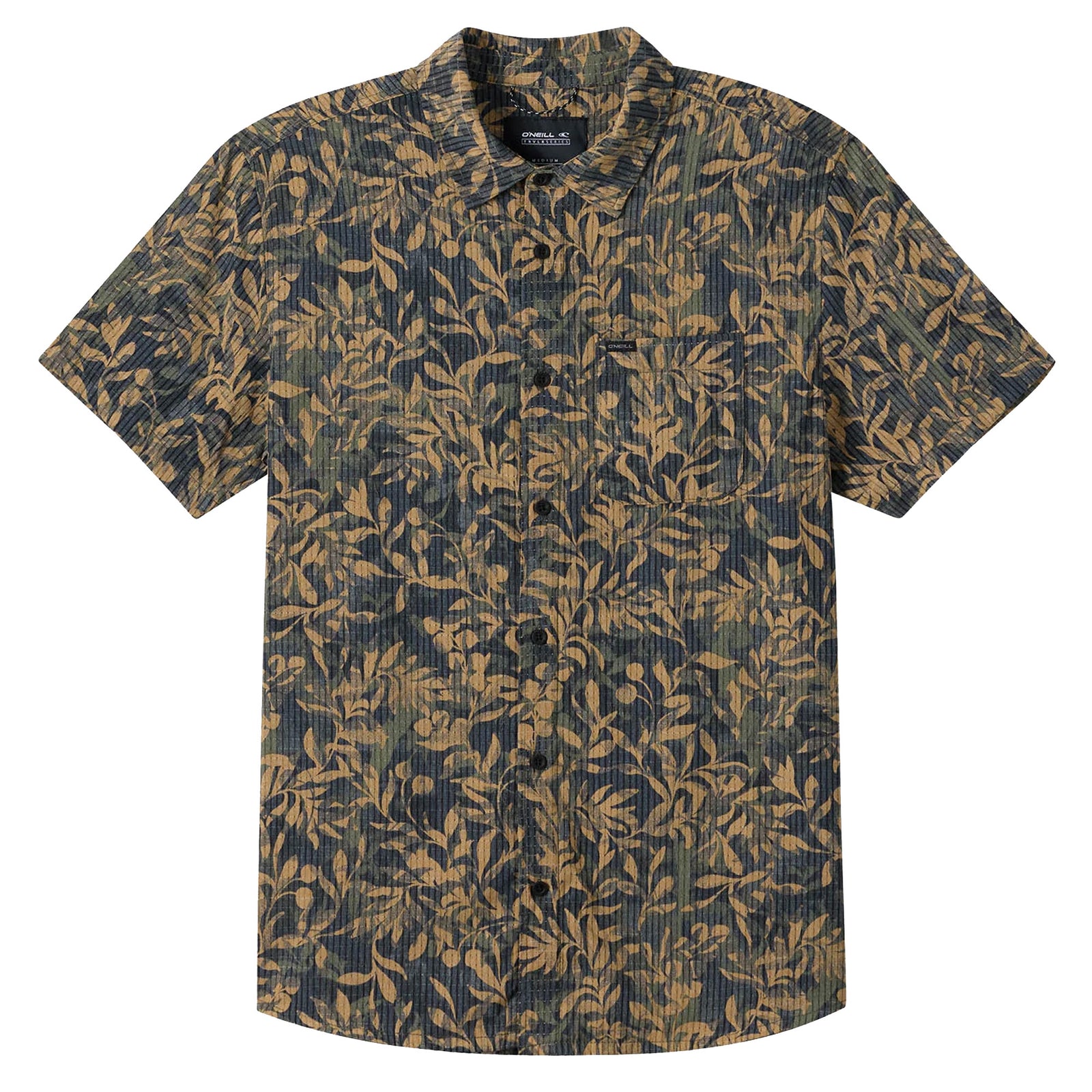 O'Neill TRVLR Perforated Printed Standard Fit Men's S/S Dress Shirt - Black