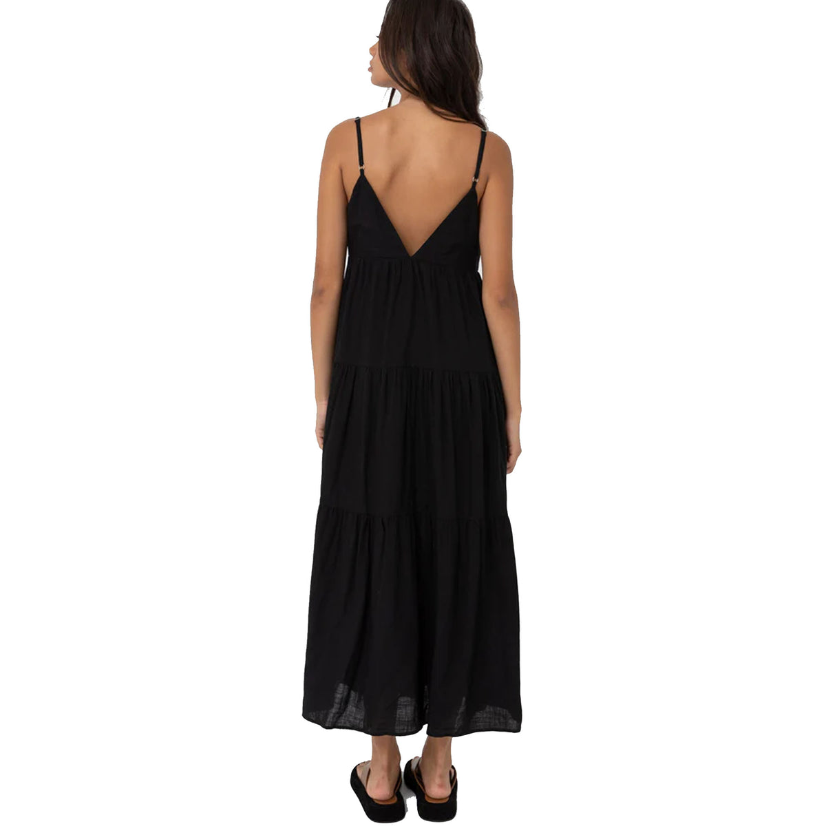 Rhythm Classic Tiered Midi Women's Dress - Black