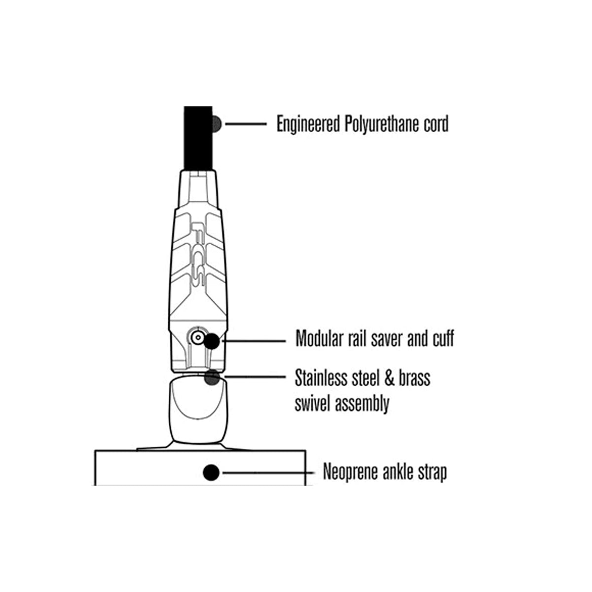 FCS Protect Big Wave Surfboard Leash - 10'/Black