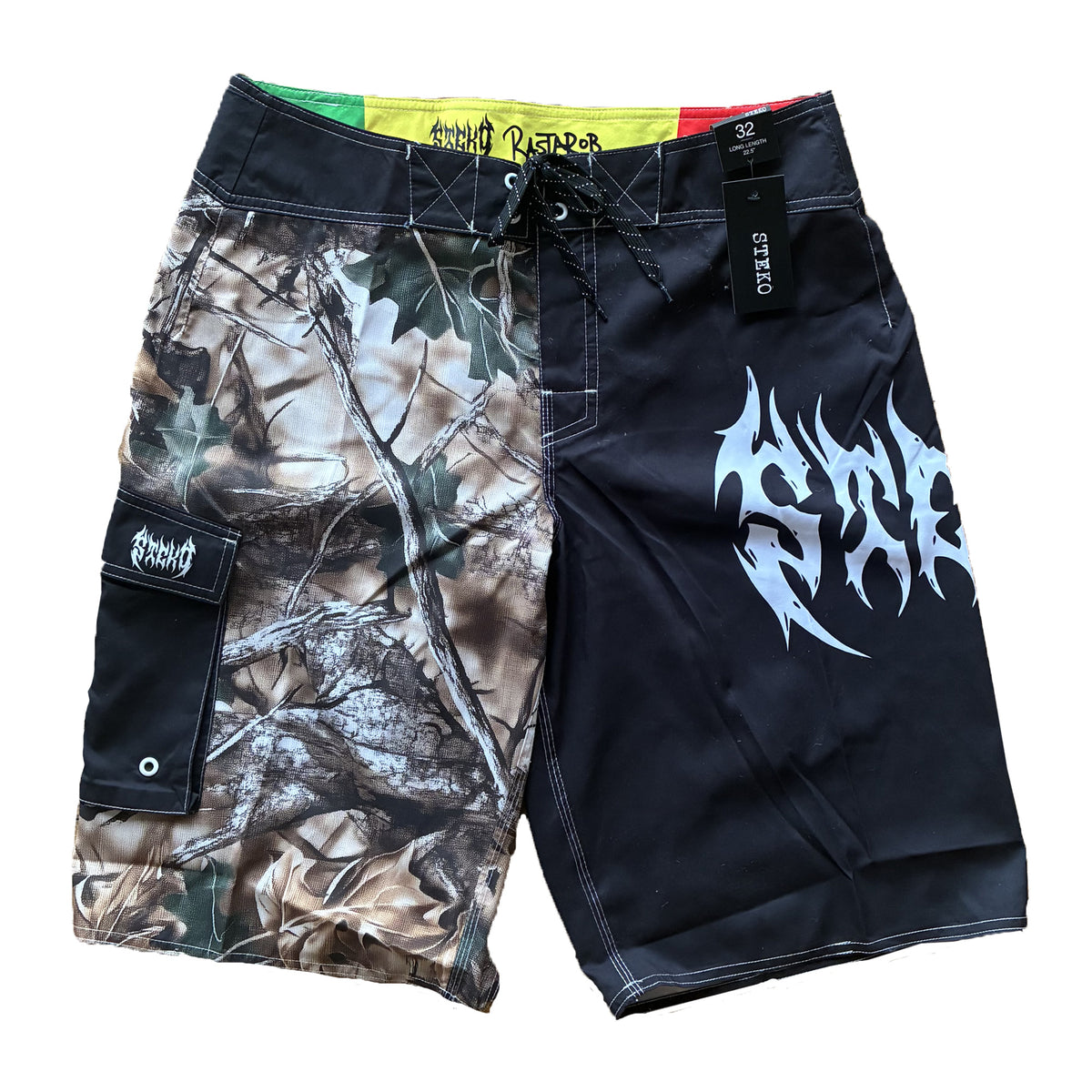 Steko Rasta Rob 22.5" Men's Boardshorts - Black/Camo
