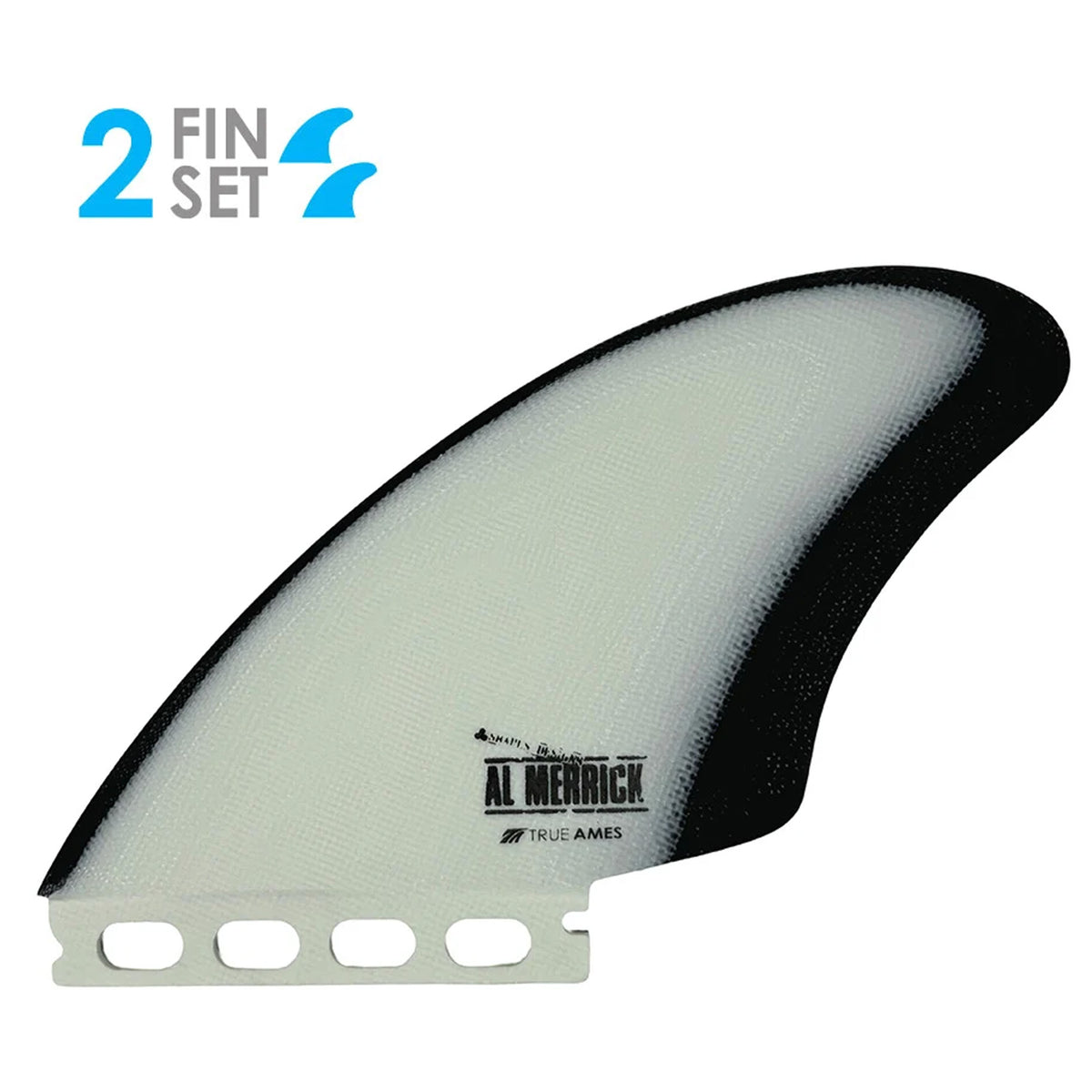 True Ames AMK Keel Twin Futures Surfboard Fins - Black/White