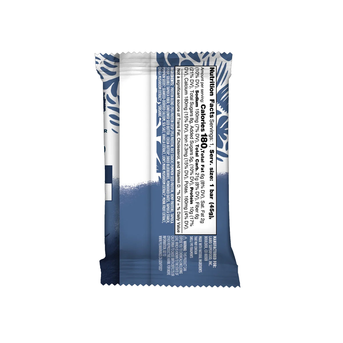 Laird Superfood Blueberry + Sunflower Butter Protein Bar