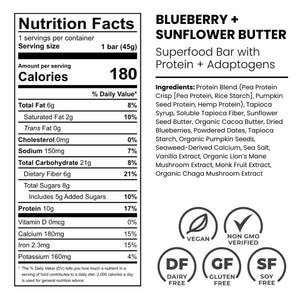 Laird Superfood Blueberry + Sunflower Butter Protein Bar