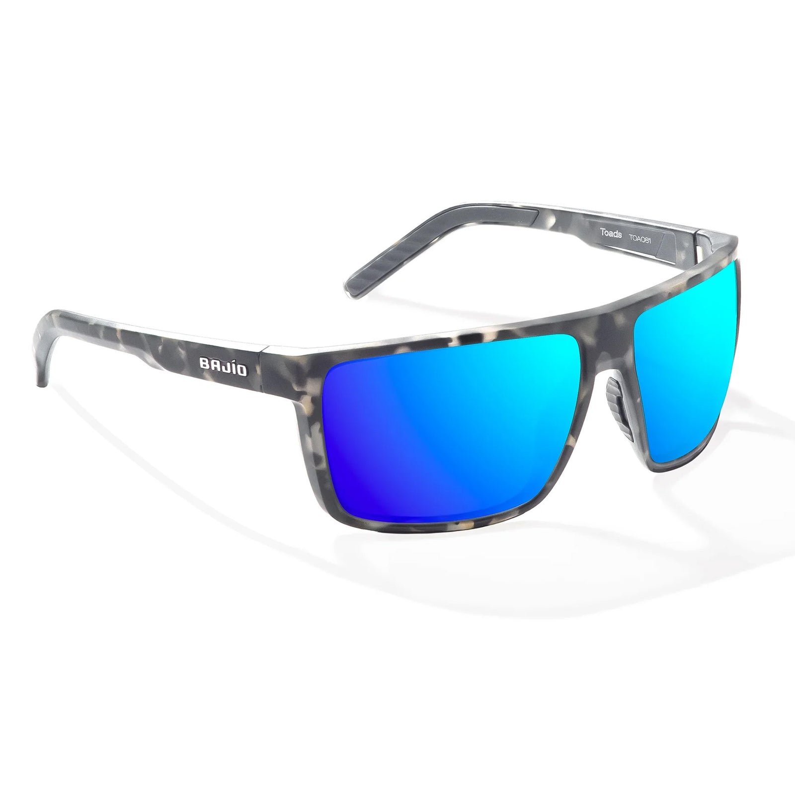 Bajio Toads Large Men's Sunglasses - Gray Rock Matte/Blue Mirror Polarized