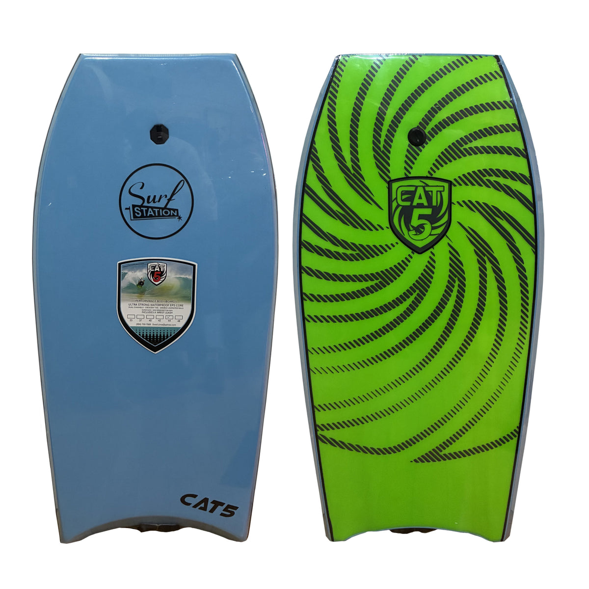 Surf Station x Cat 5 Spiral 44" Bodyboard w/ Leash - Blue