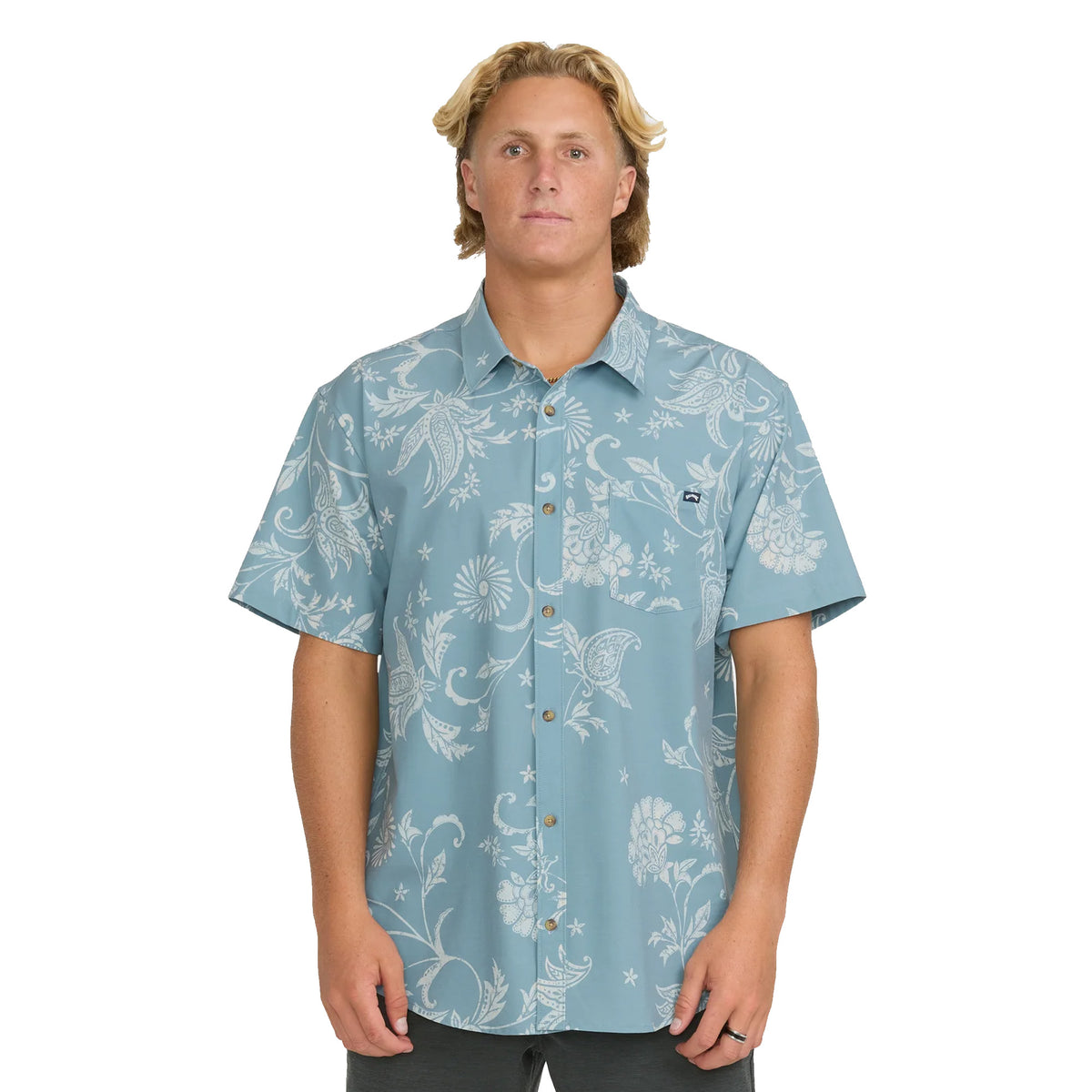 Billabong Cabana Short Sleeve Woven Men's S/S Dress Shirt - Blue Fog