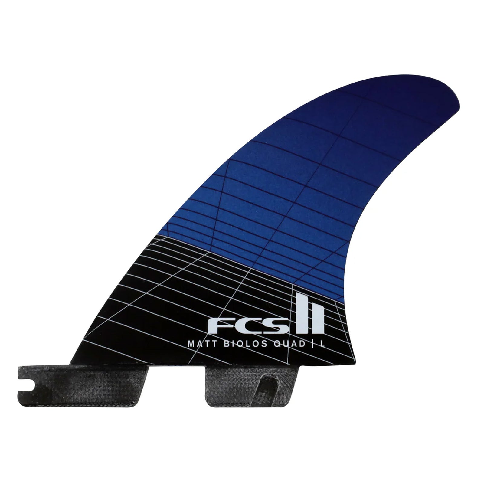 FCS II Matt Biolos Performance Core Carbon Quad Rear Surfboard Fins - Large/Blue