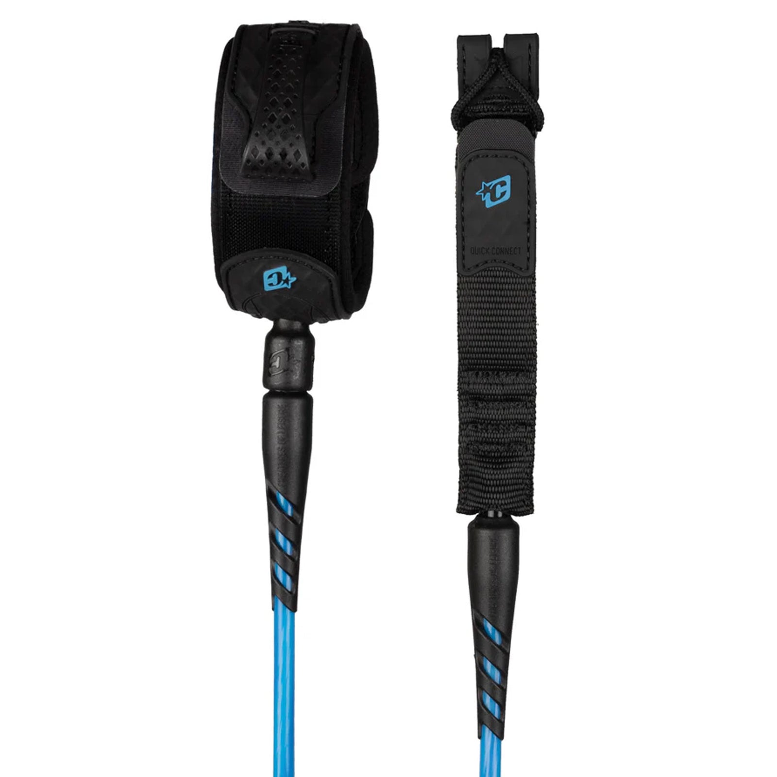 Creatures of Leisure Reliance 2.0 Standard Duty Surfboard Leash - 7'/Cyan Twist Black