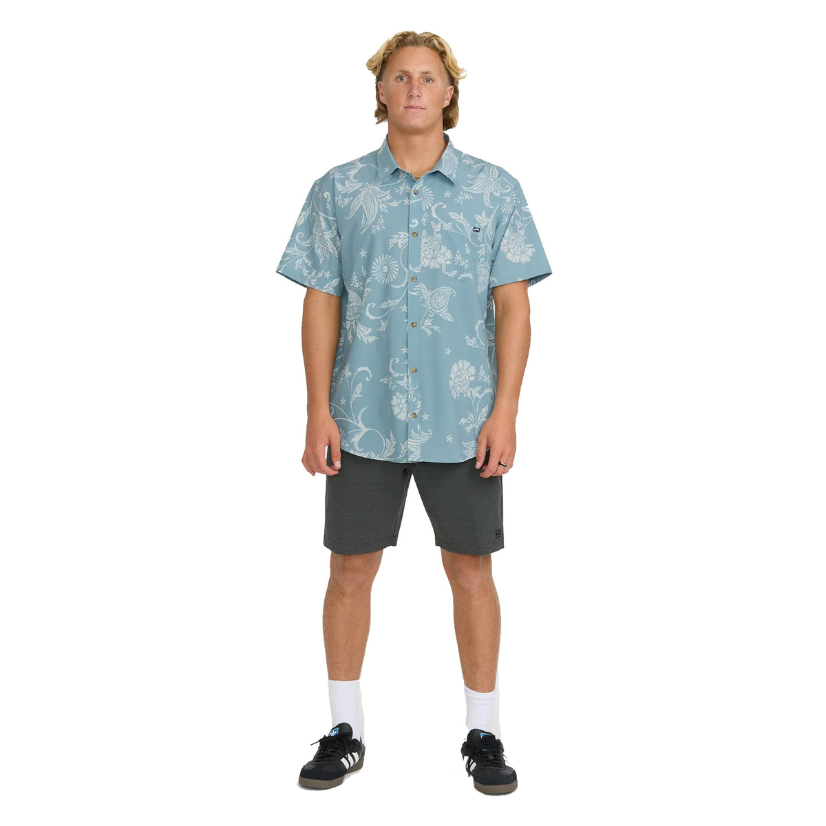 Billabong Cabana Short Sleeve Woven Men's S/S Dress Shirt - Blue Fog