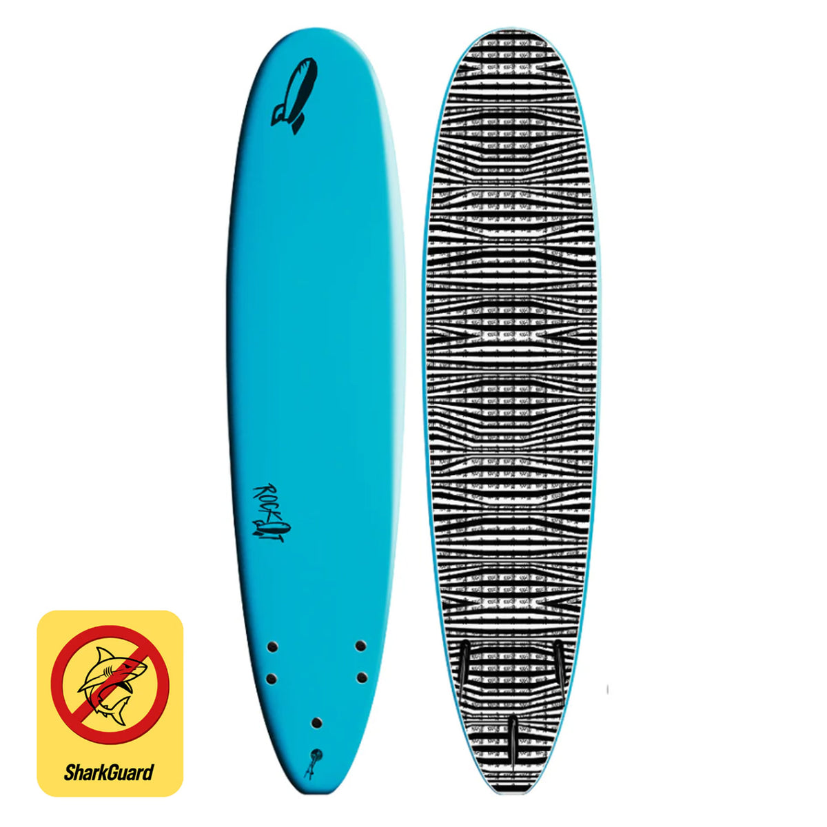 Rock-It Big Softy w/ SHARKGUARD 8'0 Soft Surfboard - Caribbean Blue