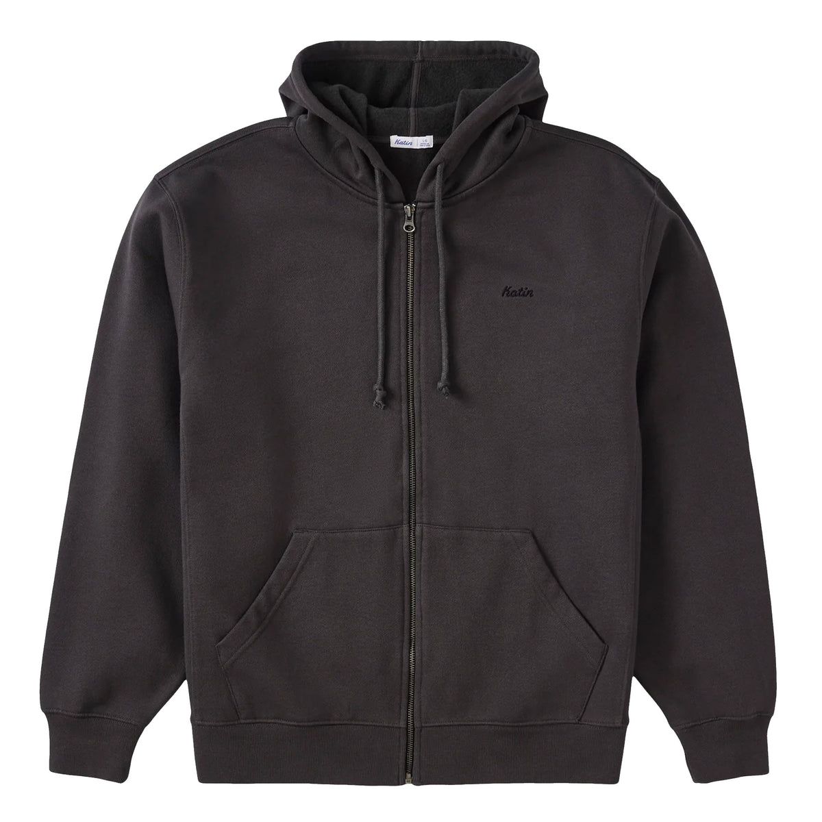 Katin Embroidered Full Zip-Up Men's L/S Hoodie - Black Wash