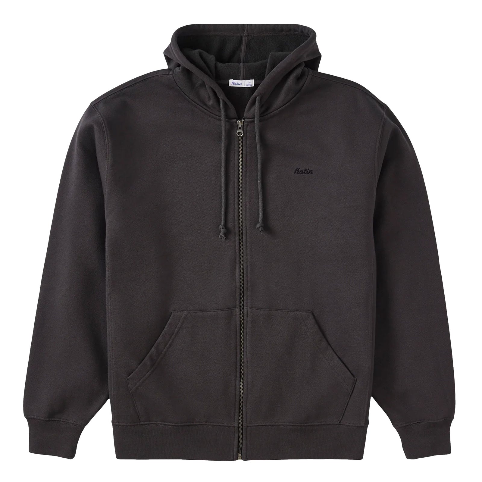 Katin Embroidered Full Zip-Up Men's L/S Hoodie - Black Wash