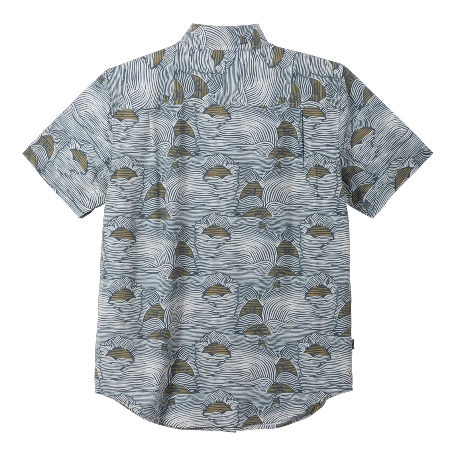 Dark Seas Bobby Woven Men's S/S Dress Shirt - Navy/Gold