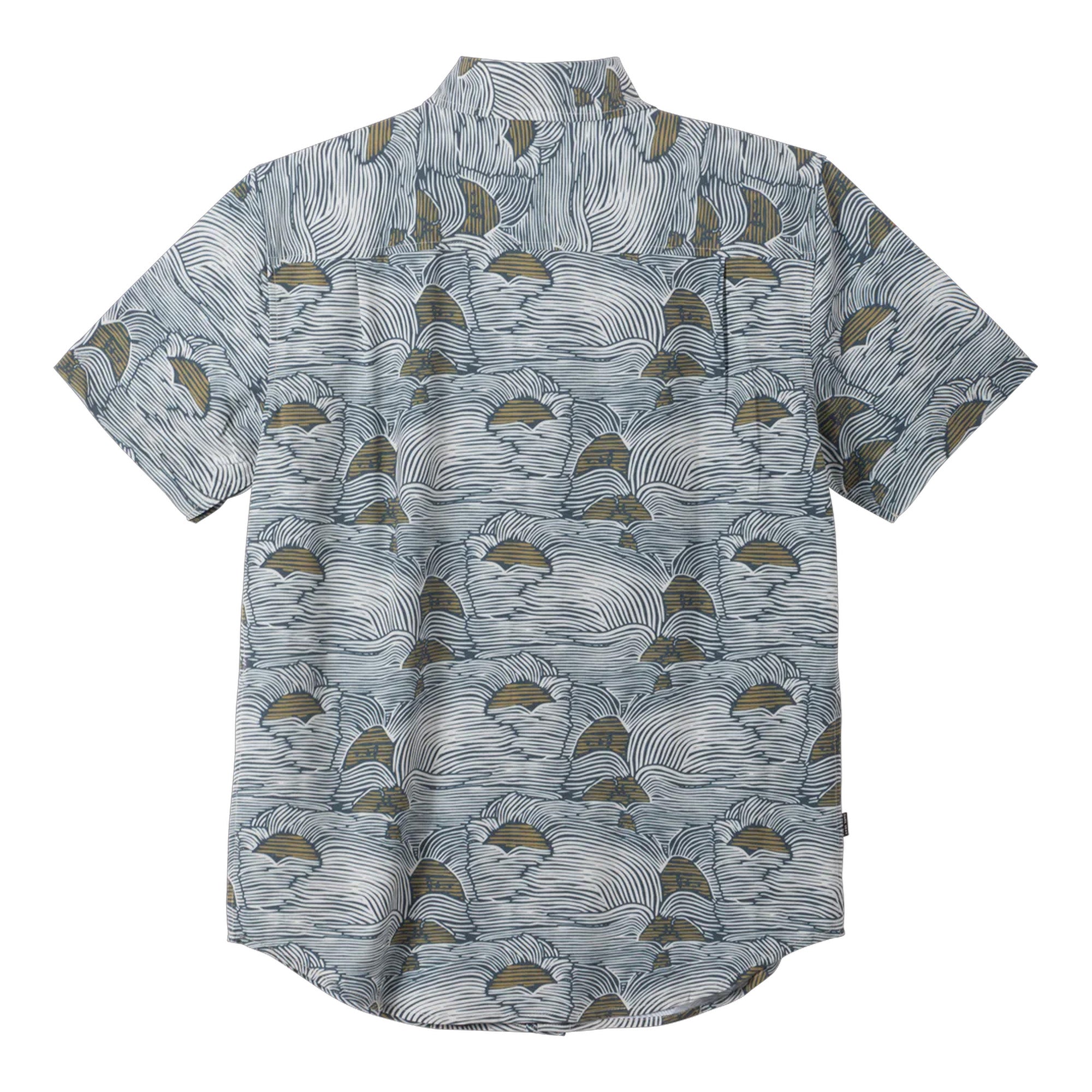 Dark Seas Bobby Woven Men's S/S Dress Shirt - Navy/Gold