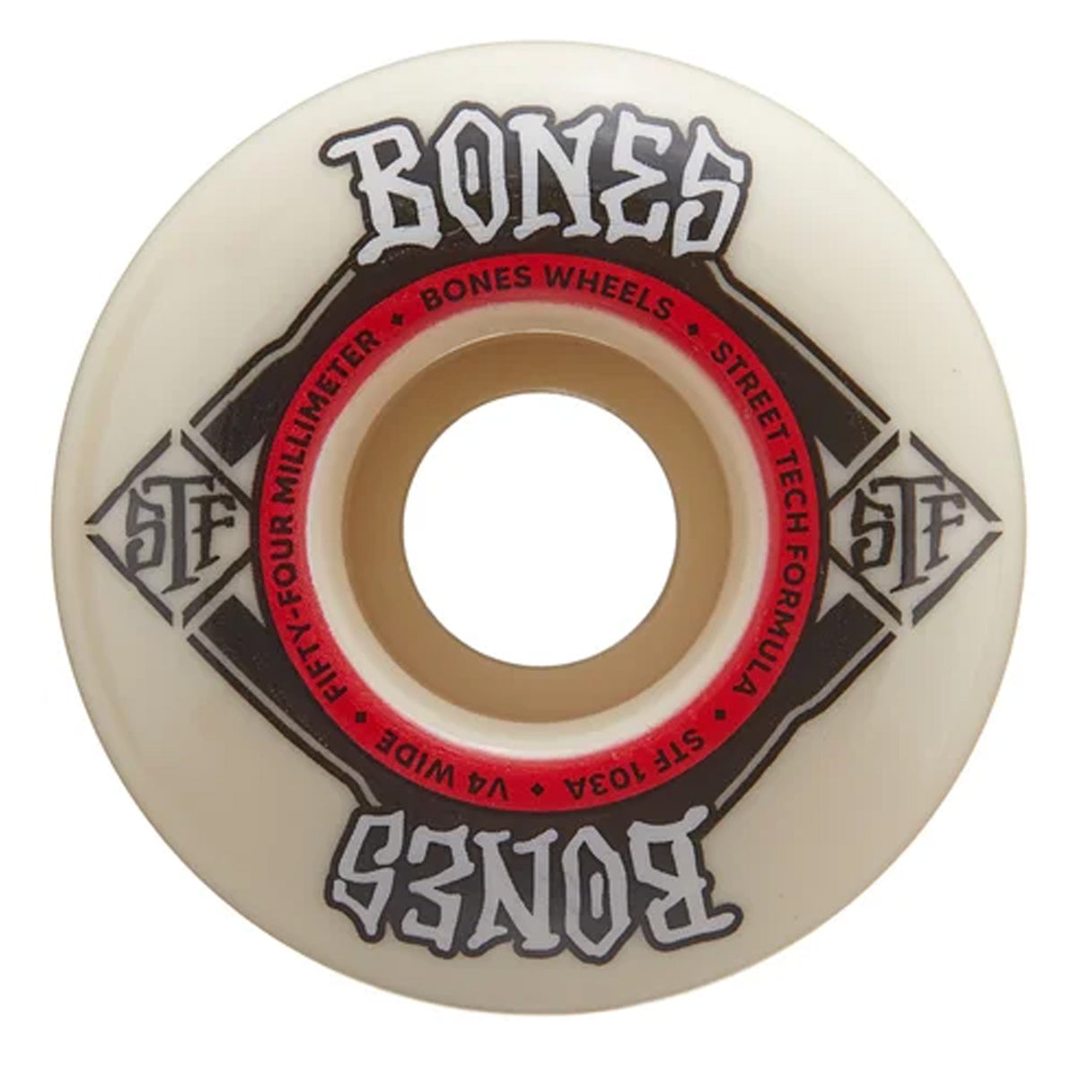 Bones Square Logo STF V4 54mm Skateboard Wheels - White/Red