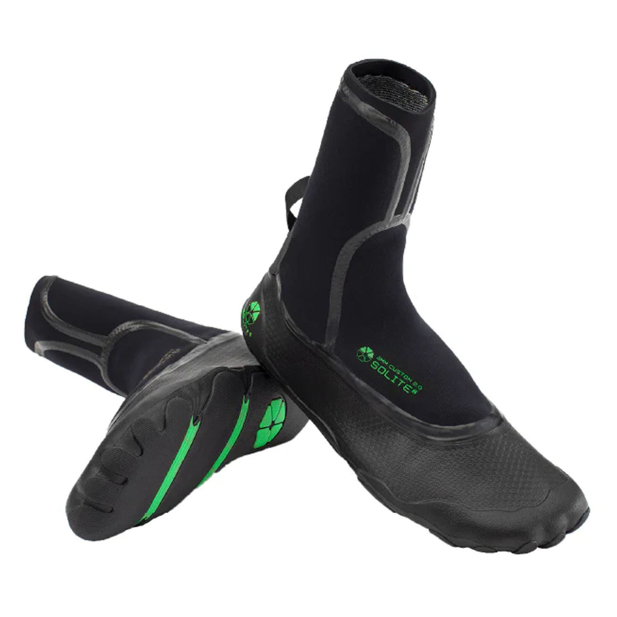 Solite 3mm Custom Fit 2.0 Barefoot Feel Surf Booties - Black/Green