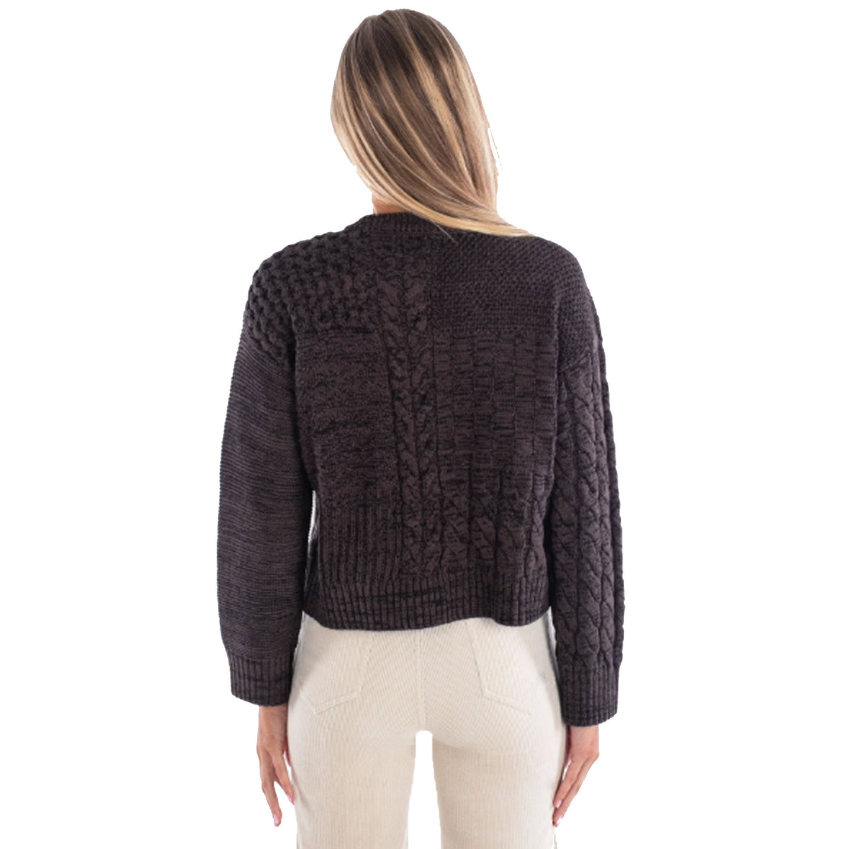 Jetty Quincy Patchwork Cardigan Women's Sweater - Brown