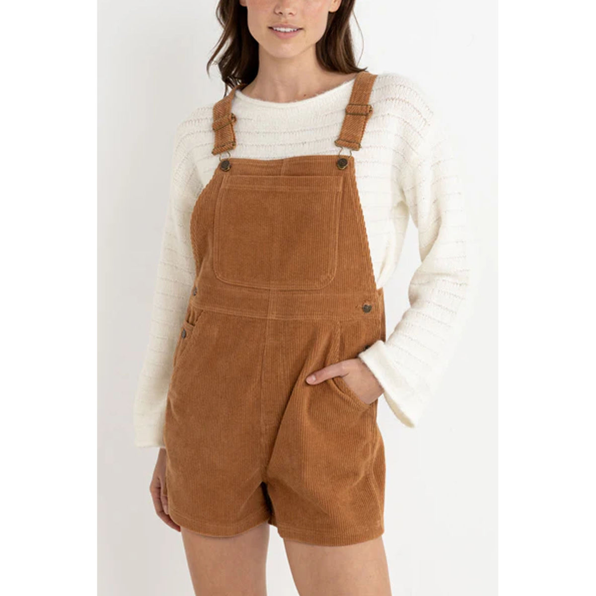 Rhythm Cord Tide Short Women's Overalls - Brown