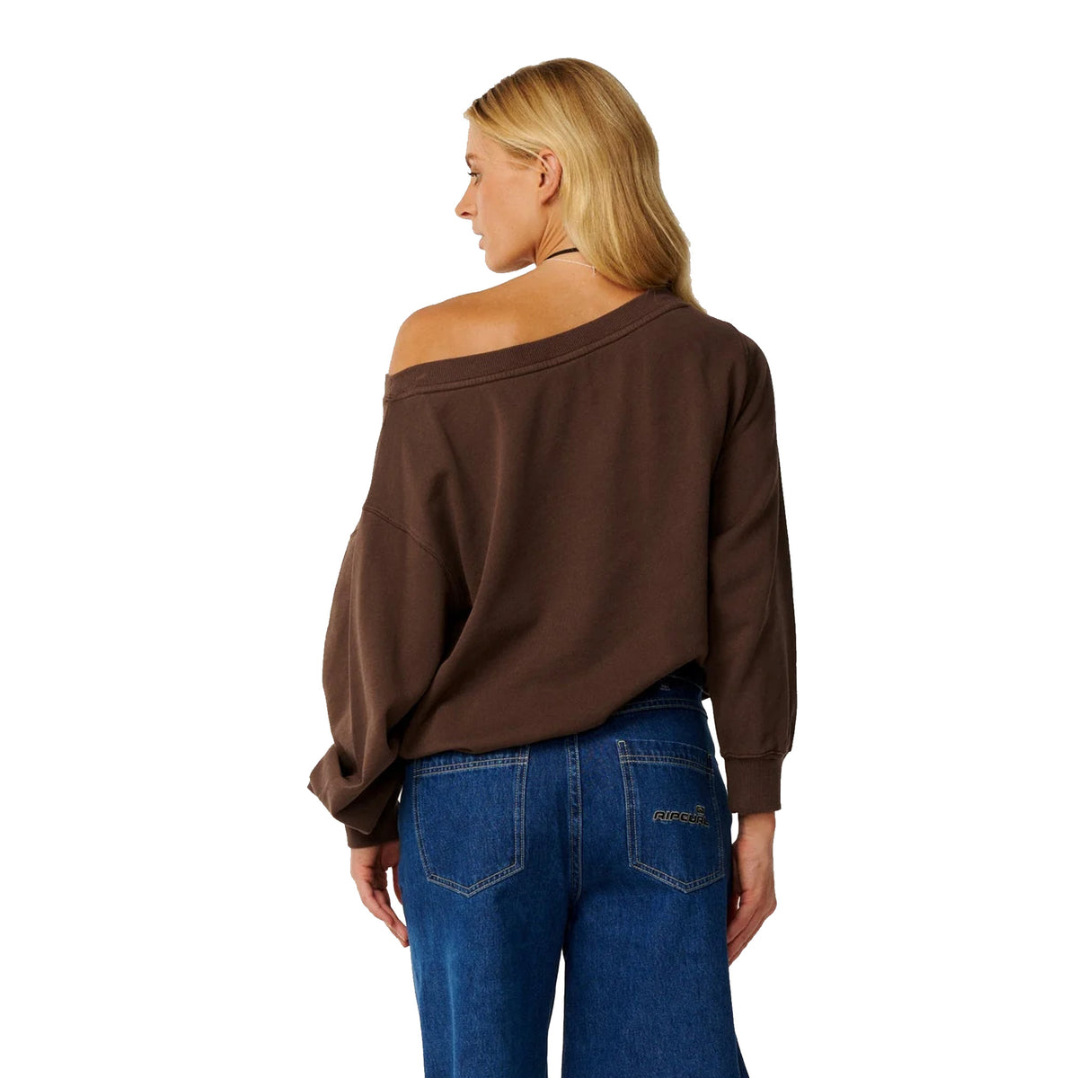 Rip Curl Paraiso Off Shoulder Crew Men's L/S Sweater - Brown