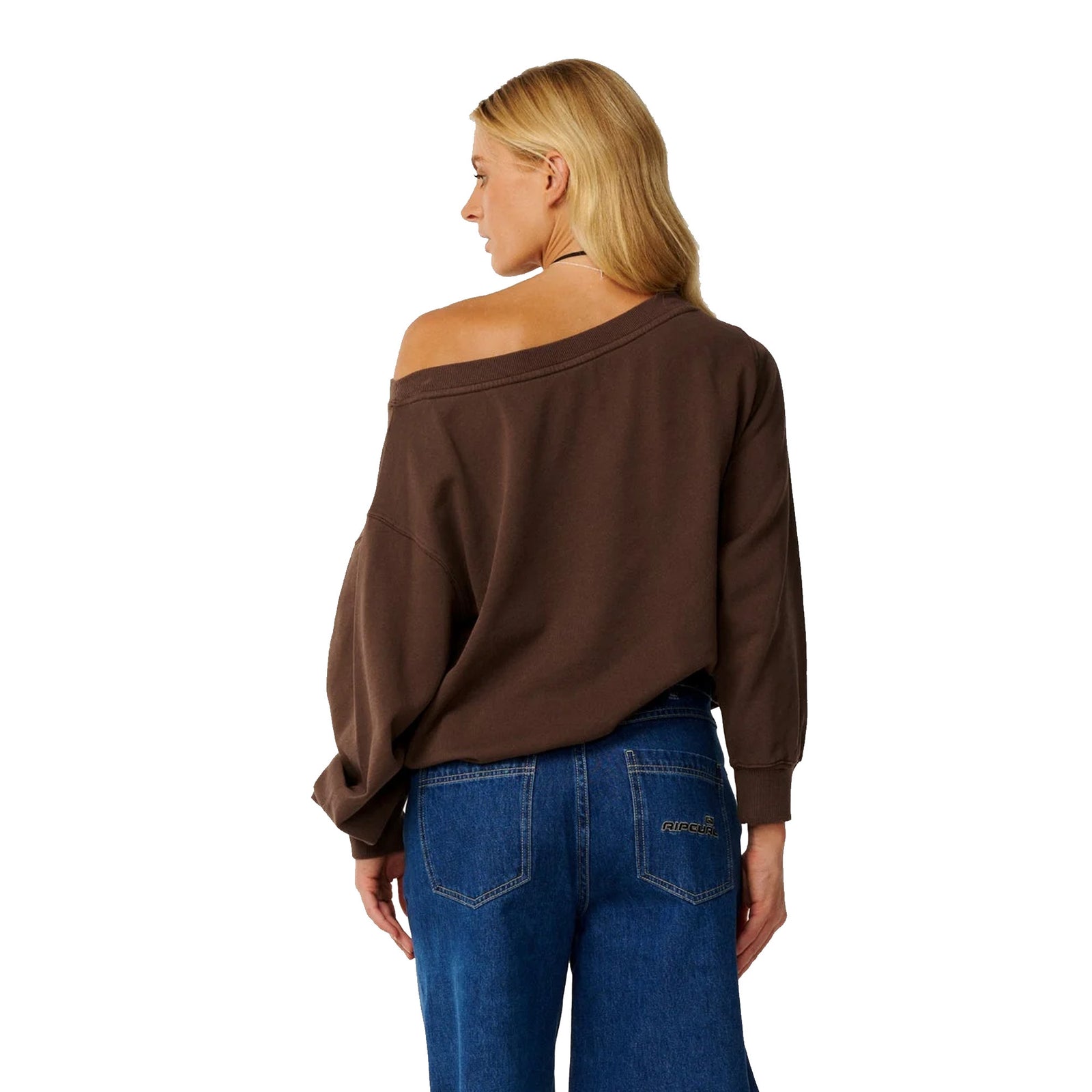 Rip Curl Paraiso Off Shoulder Crew Men's L/S Sweater - Brown