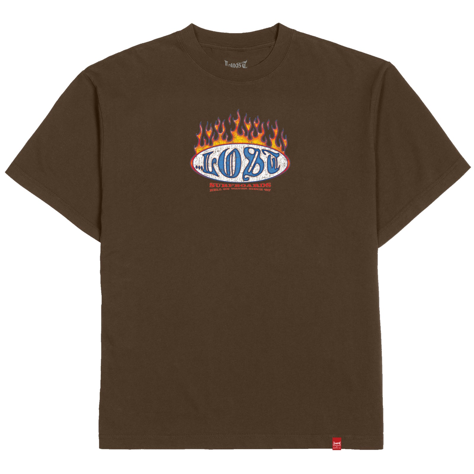 Lost Flamer Logo Boxy Men's S/S T-Shirt - Chocolate Snow