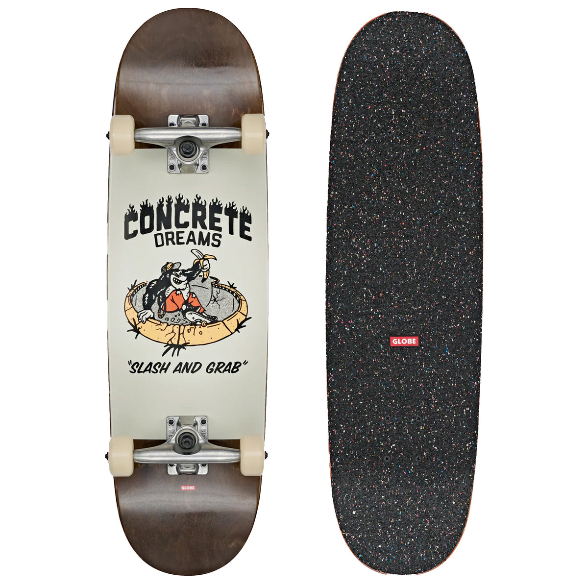 Globe Kids Softie Micro 8.25" Complete Skateboard - Dark Maple/Concrete Dreams