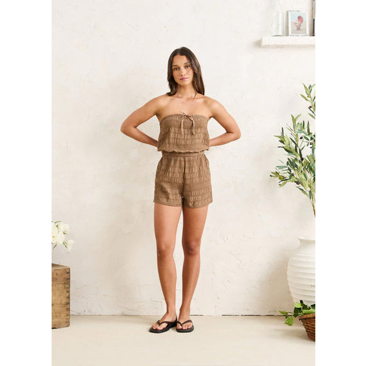 Rhythm Sand Cove Playsuit Women's Romper - Brown
