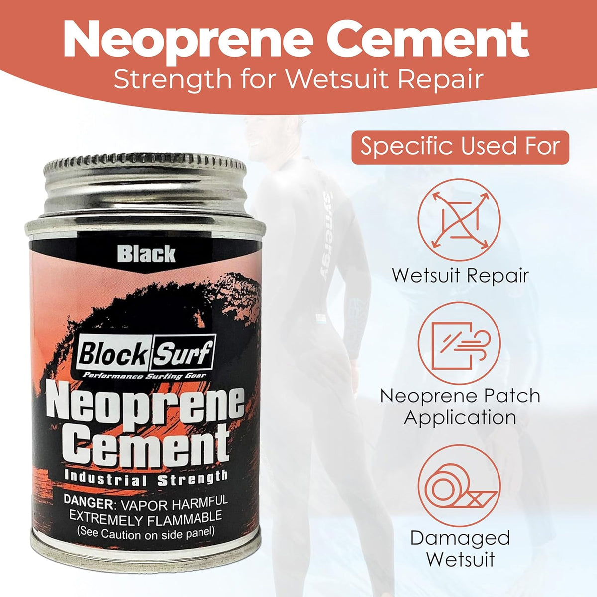 Blocksurf Neoprene 4oz Wetsuit Cement - Black