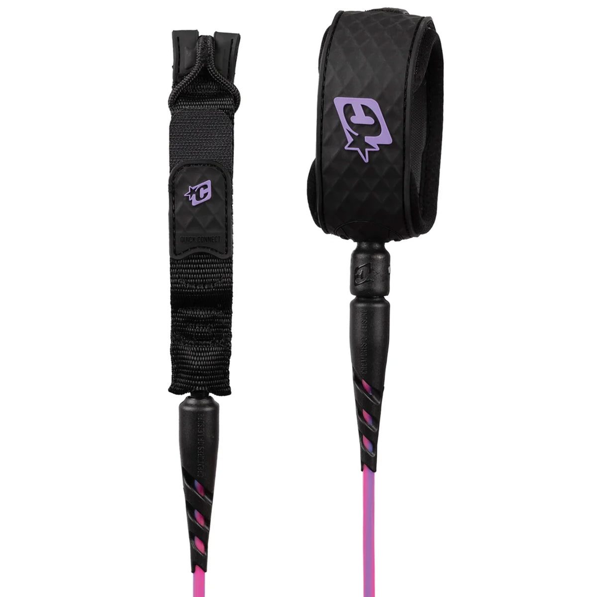 Creatures of Leisure Reliance 2.0 Lite Duty Surfboard Leash - 6'/Bubblegum Twist Black