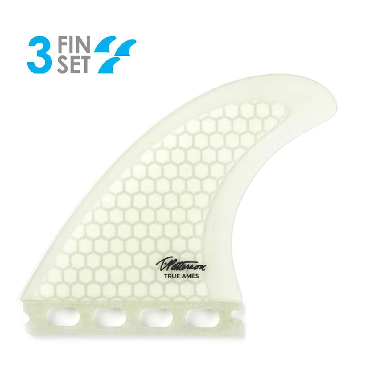 True Ames Timmy Patterson Tri Futures Surfboard Fins - Medium/Clear Hexcore