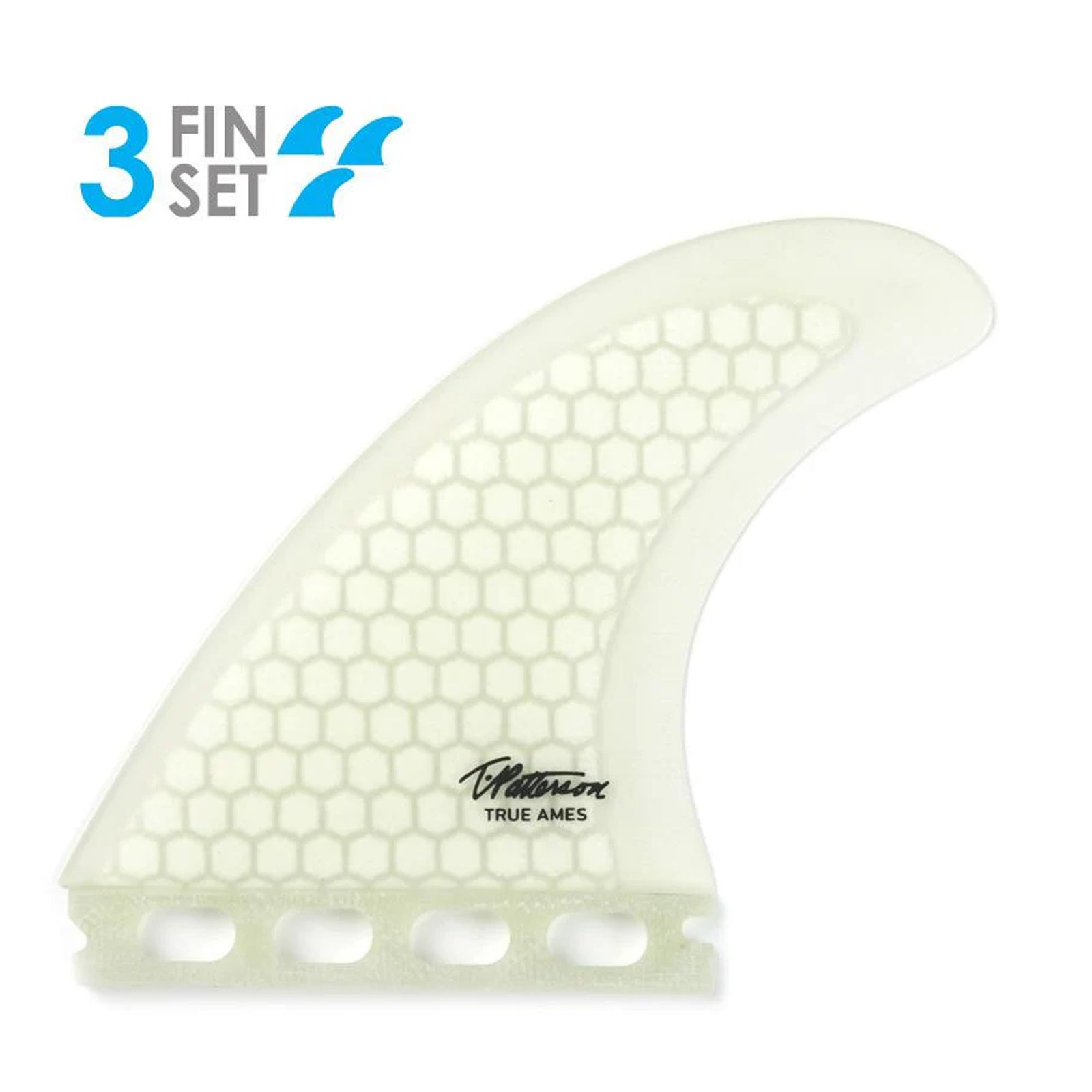 True Ames Timmy Patterson Tri Futures Surfboard Fins - Medium/Clear Hexcore