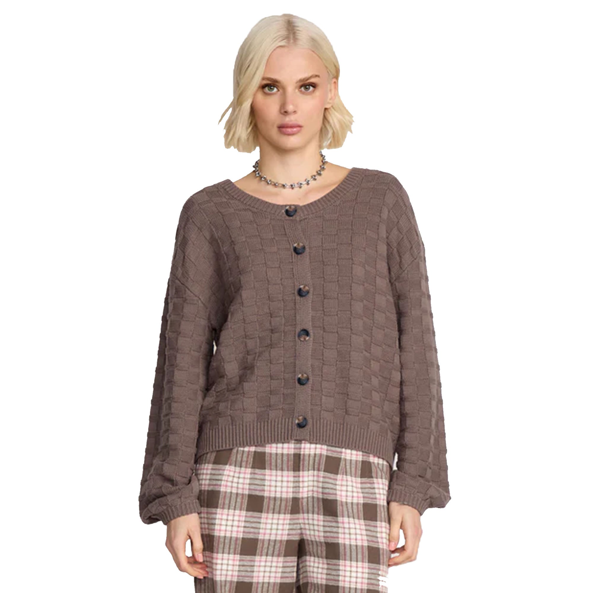 Volcom Snug Lyfe Gardigan Women's L/S Sweater - Black Plum