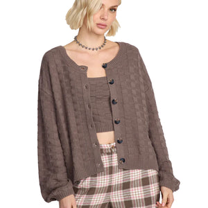 Volcom Snug Lyfe Gardigan Women's L/S Sweater - Black Plum