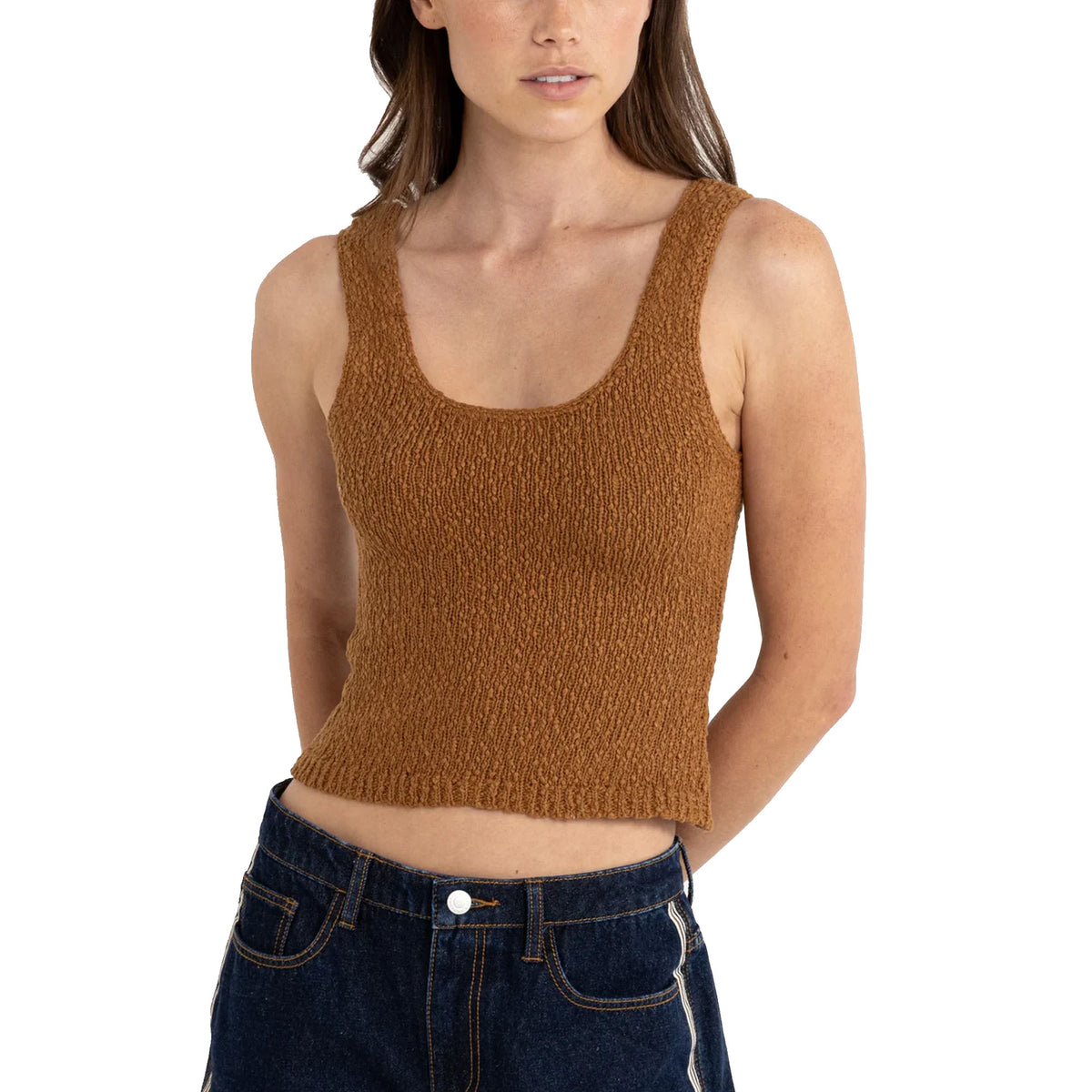 Rhythm Adele Scoop Neck Knit Women's Top - Carmel