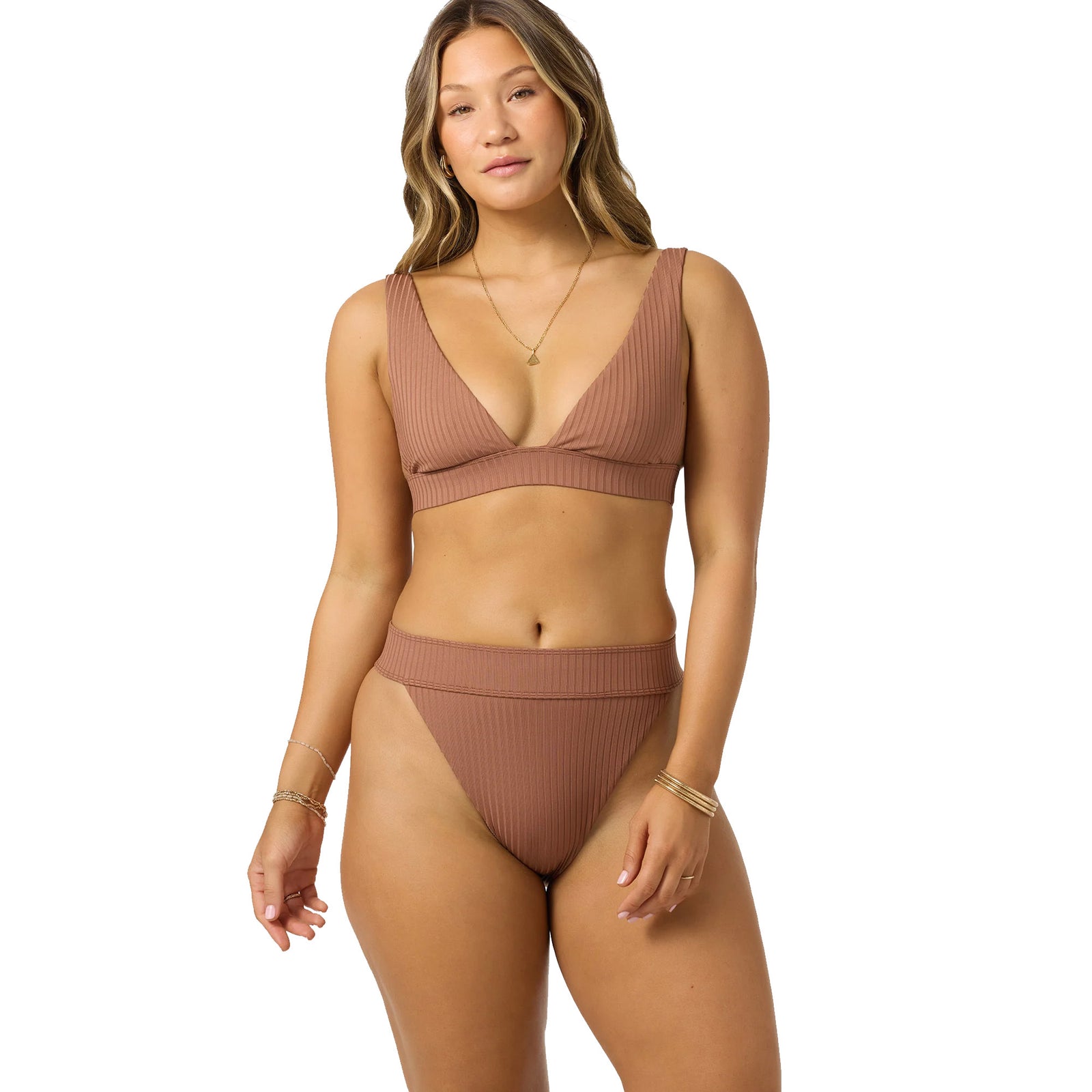 O'Neill Shorebreak Rib Cancun Bralette Women's Bikini Top - Carob Brown