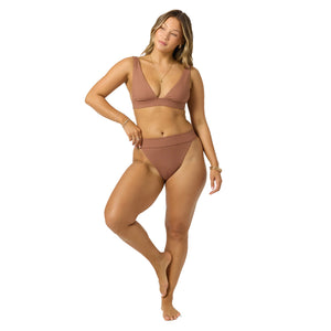 O'Neill Shorebreak Rib Cancun Bralette Women's Bikini Top - Carob Brown