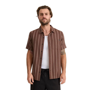 Roark Crosswinds Button Up S/S Dress Shirt - Coco Bean