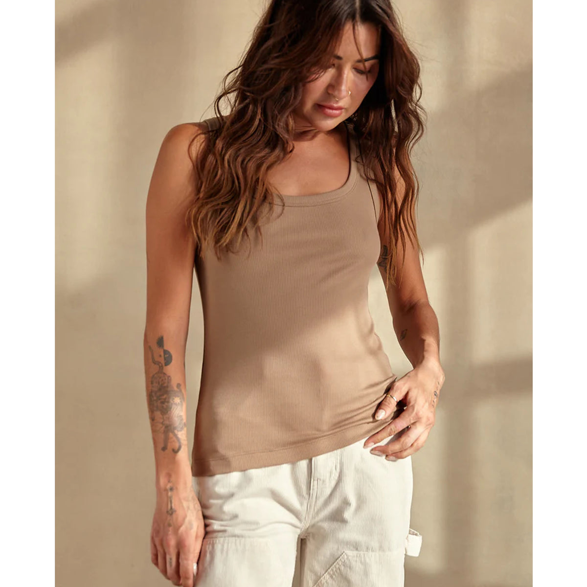 Outerknown Sojourn Ribbed Women's Tank Top - Chestnut