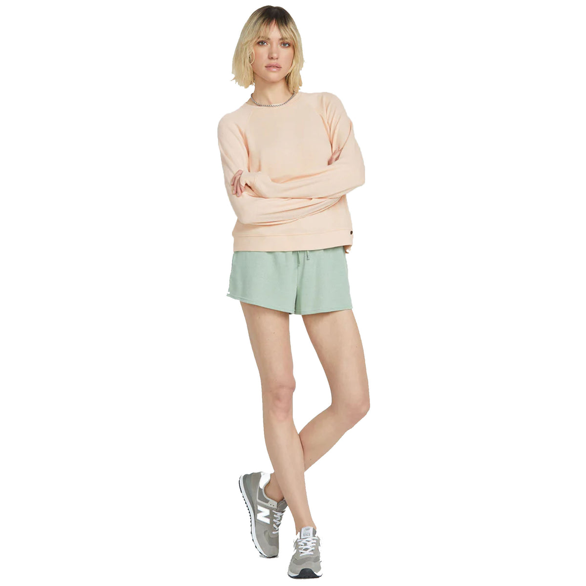 Volcom Lived In Lounge Frenchie Raglan Women's L/S Sweater - Champagne Gold